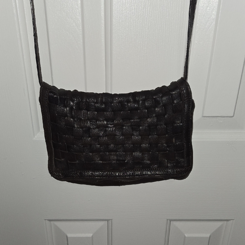 Massimo Dutti Dark Woven Crossbody Bag